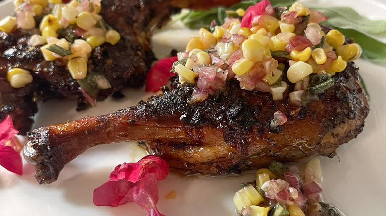 duck thighs with corn relish