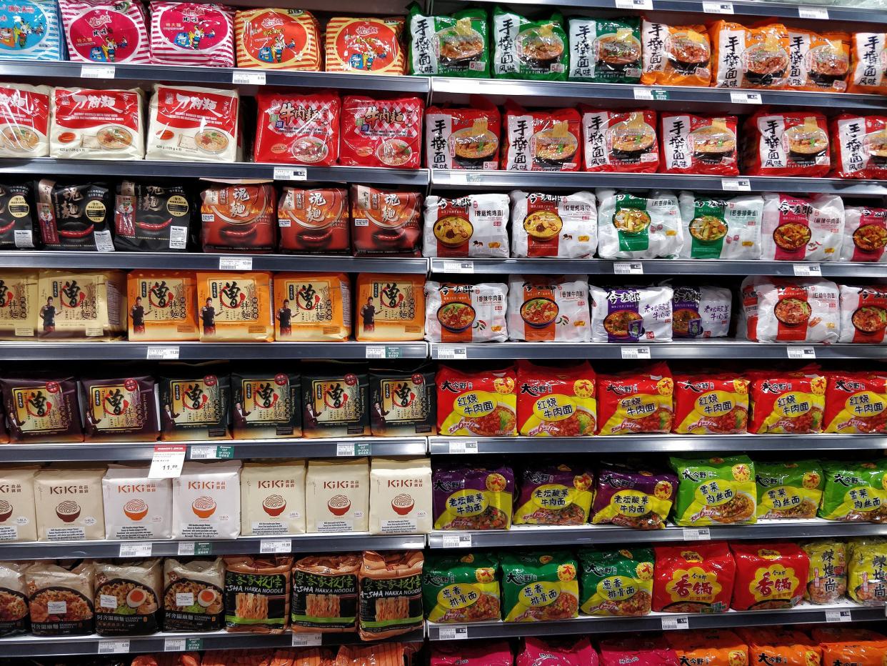 The selection of instant ramen in T&T Marine Drive, Vancouver