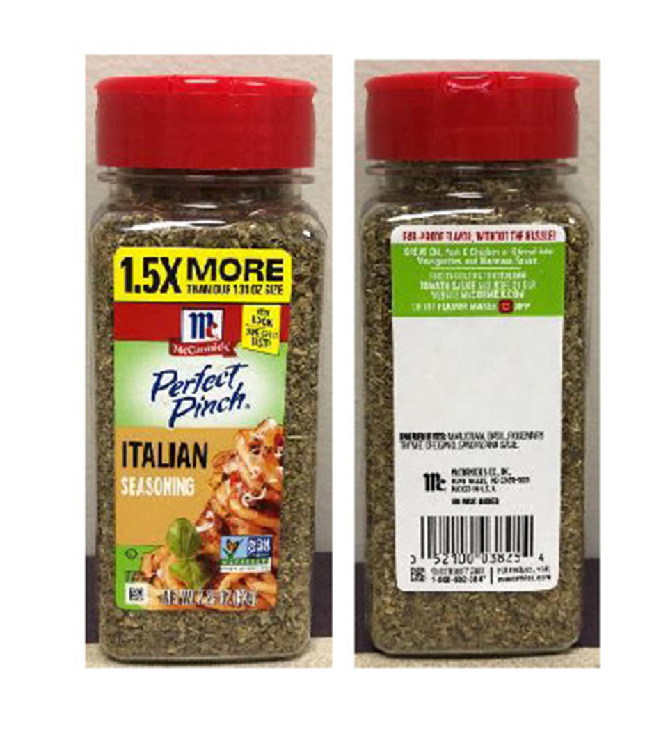 Several sizes of McCormick Perfect Pinch Italian Seasoning have been recalled.  (McCormick & Company)