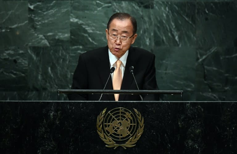 United Nations Secretary General Ban Ki-moon addresses the 71st session of United Nations General Assembly in New York, on September 20, 2016