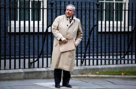 FILE PHOTO: Britain's Attorney General Geoffrey Cox is seen outside Downing Street in London, Britain, February 14, 2019. REUTERS/Henry Nicholls