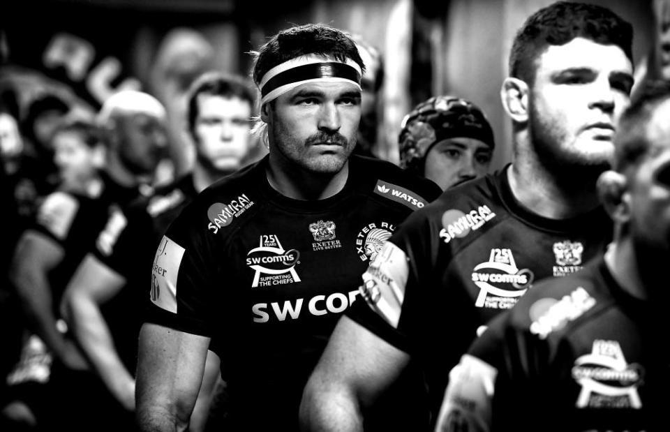 Dom Armand waits in the Sandy Park tunnel before the Premiership match between Exeter and Wasps in November 2019