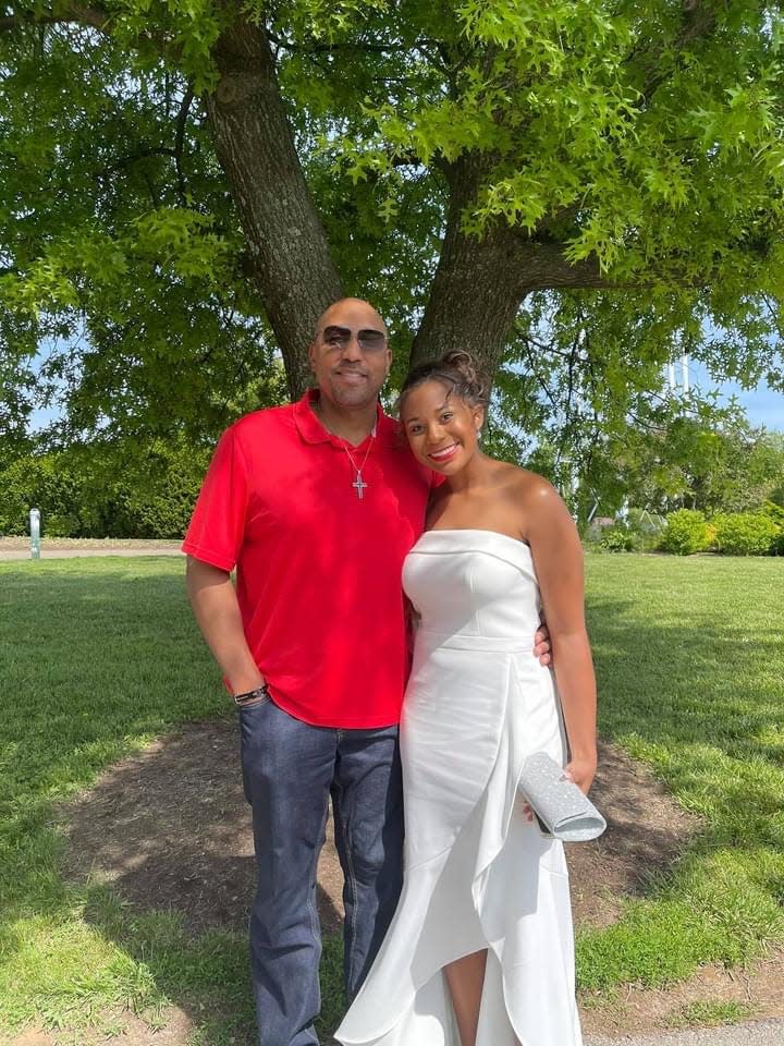 Anna Williams with her father who is a retired Kentucky State Police Major