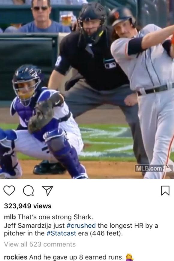 The Rockies troll the Giants and Jeff Samardzija on Instagram. (120 Sports)