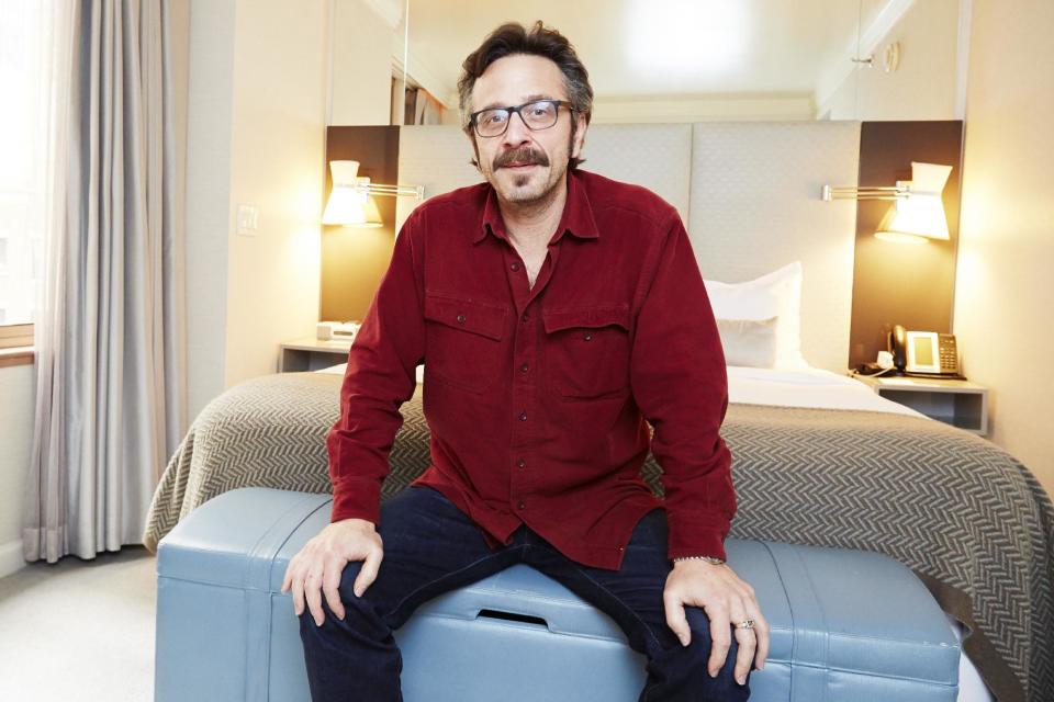 This April 11, 2013 photo shows comedian Marc Maron in New York. Maron stars in the new IFC comedy "Maron," premiering Friday, May 3 at 10 p.m. (Photo by Dan Hallman/Invision/AP)