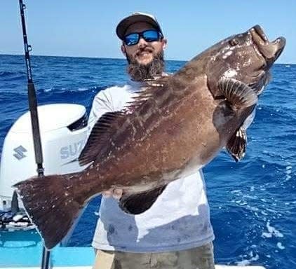 Zach Hazellief of Fort Pierce hauled this nice sized grouper off the bottom in over 200 feet of water on May 1, 2023.