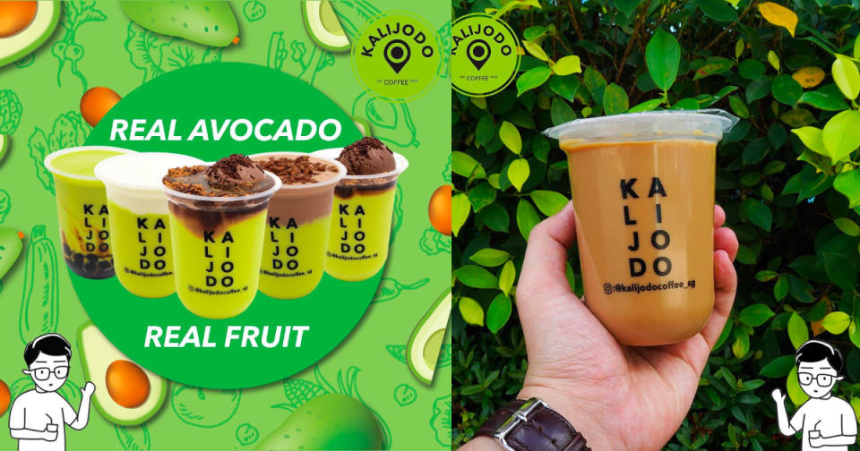 a collage of kalijodo coffee's avojodo drinks