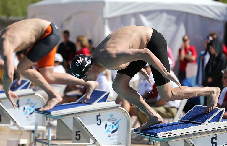 Michael McBroom competes in the 200m freestyle prelim during day two of the Arena Pro Swim Series, at the Skyline Acquatic Center in Mesa, Arizona, on April 16, 2015