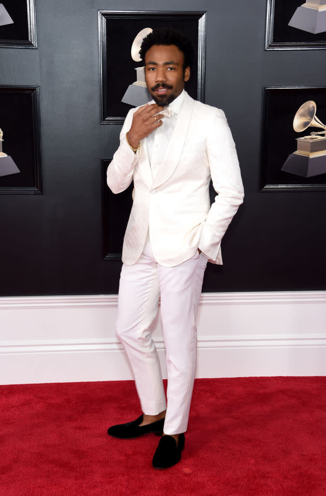 <p>Childish Gambino attends the 60th Annual Grammy Awards at Madison Square Garden in New York on Jan. 28, 2018. (Photo: John Shearer/Getty Images) </p>