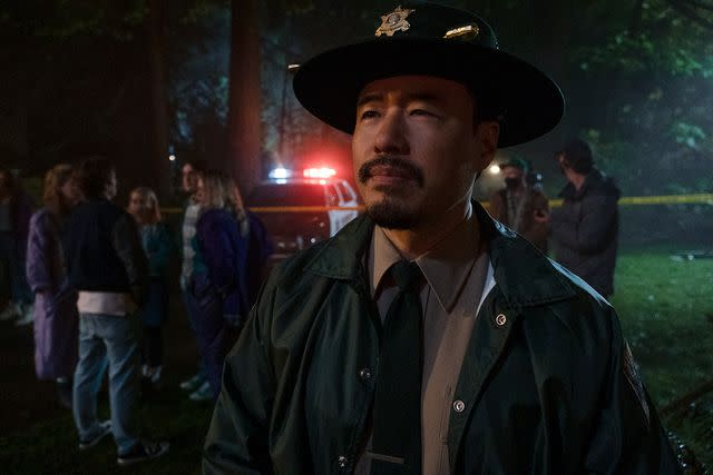 <p>James Dittiger/Courtesy of Prime Video</p> Randall Park in 'Totally Killer'