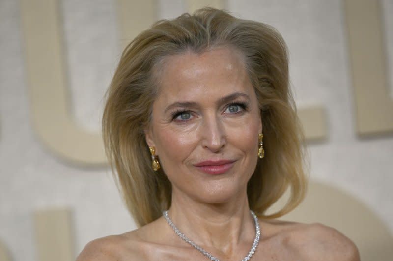 Gillian Anderson attends the Golden Globe Awards in January. File Photo by Jim Ruymen/UPI