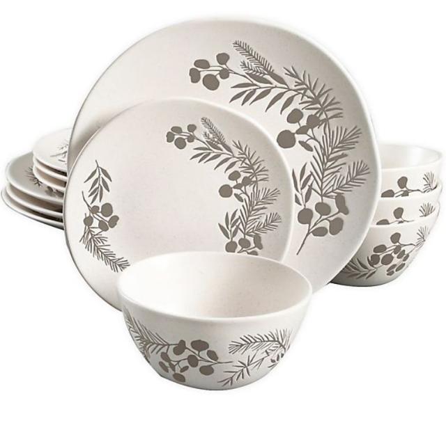 12-Piece Floral Bee Melamine Dinnerware Set