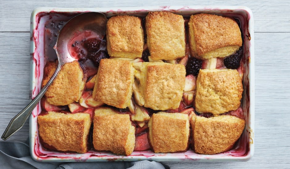 Apple and Blackberry Polenta Cobbler