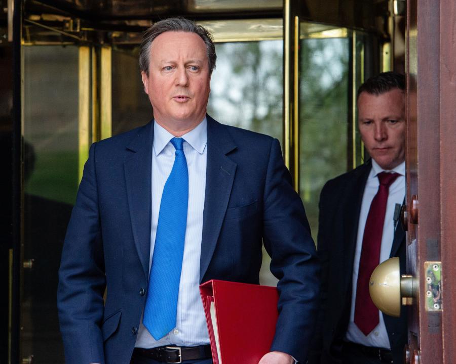 April 15, 2024, London, England, United Kingdom: UK Foreign Secretary DAVID CAMERON is seen during the morning media round in Westminster. (Credit Image: © Thomas Krych/ZUMA Press Wire) EDITORIAL USAGE ONLY! Not for Commercial USAGE!