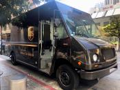 FILE PHOTO: A natural gas-powered UPS delivery van is shown in downtown Los Angeles, California, U.S.