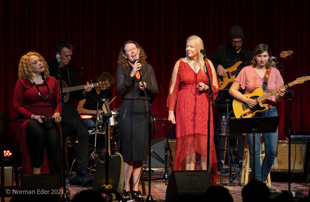 She's Speaking-Live features eight Oregon female singer-songwriters, including from left to right, LaRhonda Steele, Bre Gregg, Kristen Grainger and Liz Chibucos. The group will perform March 15 at the Grand Theatre in Salem.