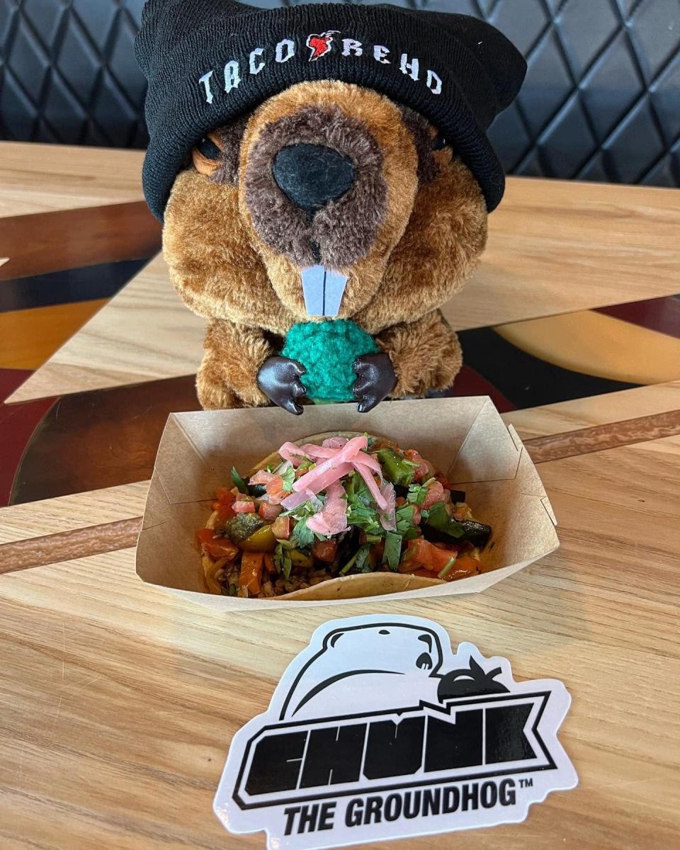 A Chunk the Groundhog-themed veggie taco has been on the menu at Rehoboth Beach's Taco Reho the past two Groundhog Days.