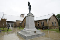 A statue of Jefferson Davis, who served as the president of the Confederate States from 1861 to 1865, stands outside the National Confederate Museum June 6, 2021, in Columbia, Tenn. With the approval of relatives, the remains of Confederate Gen. Nathan Bedford Forrest will be moved from Memphis, Tenn., to the museum. (AP Photo/Mark Humphrey)