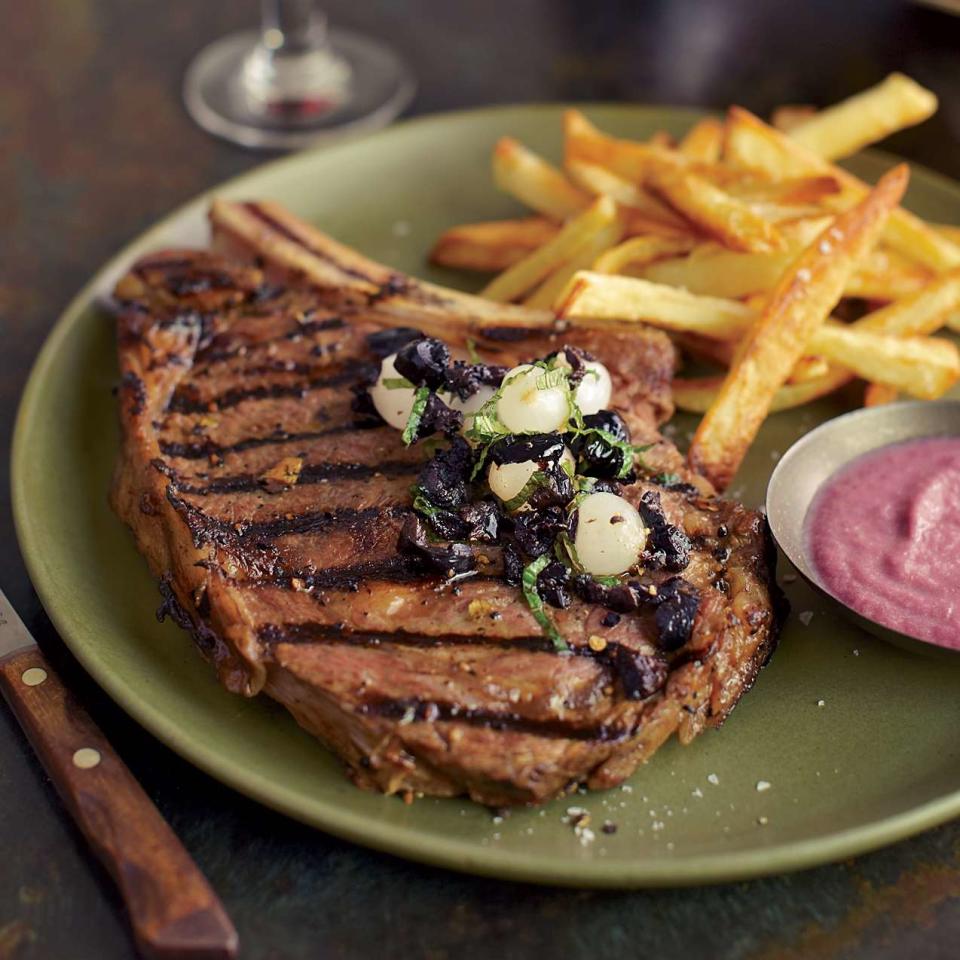 Grilled Steaks with Onion Sauce and Onion Relish. Photo © David Malosh