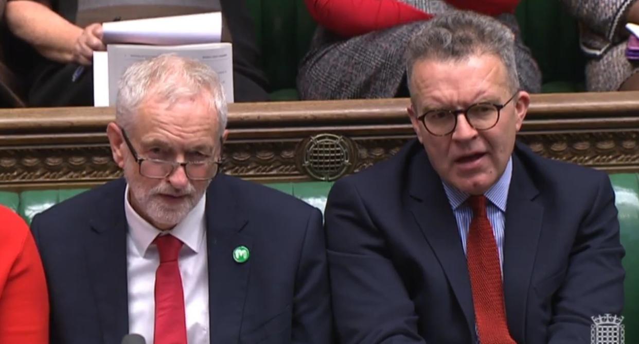 Labour party leader Jeremy Corbyn (left) and Labour deputy leader Tom Watson during Prime Minister's Questions in the House of Commons, London.