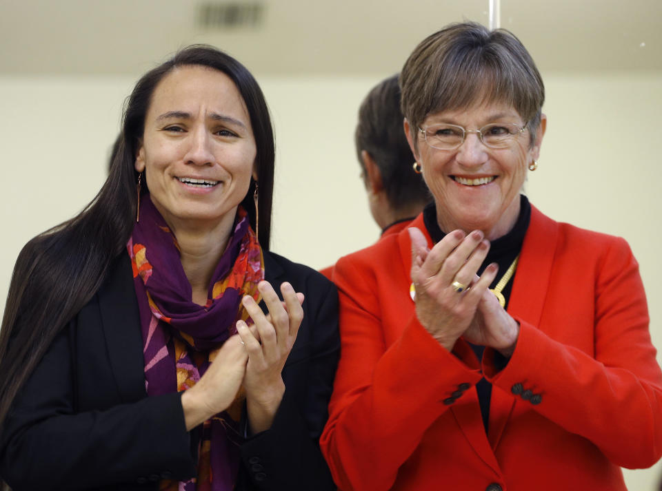 Sharice Davids, the first openly gay person to represent Kansas in Congress, with governor-elect Laura Kelly. (Photo: ASSOCIATED PRESS)