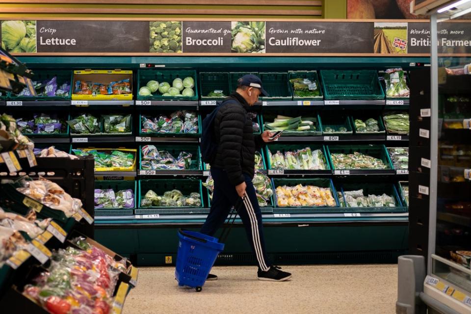 New figures show a rise in the number of Britons saying they have bought less food due to soaring prices (Aaron Chown/PA) (PA Archive)