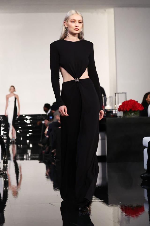 Gigi Hadid walks the runway at the Brandon Maxwell fashion show