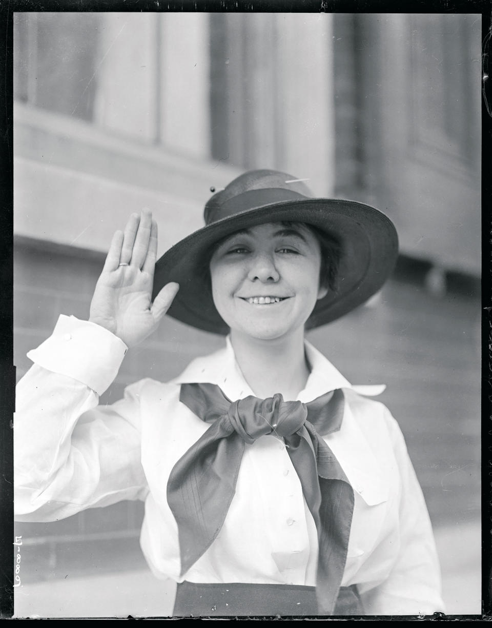 Loretta Walsh, the first American active-duty Navy woman, sworn in march 21st at Philadelphia as a Chief Yoeman in the United States Navy. (Bettmann Archive)