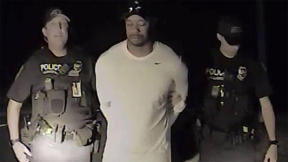 Woods being arrested for DUI in May. Pic: Twitter