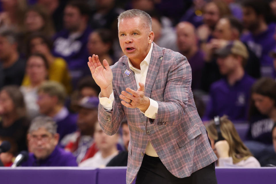 EVANSTON, ILLINOIS - JANUARY 27: Head coach Chris Holtmann of the Ohio State Buckeyes reacts against the Northwestern Wildcats at Welsh-Ryan Arena on January 27, 2024 in Evanston, Illinois. (Photo by Michael Reaves/Getty Images)