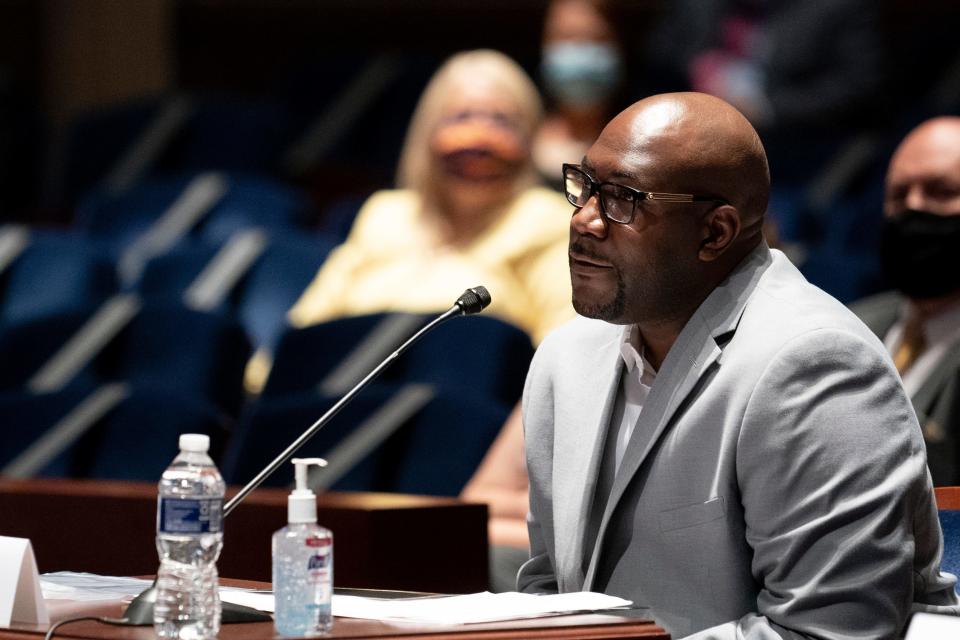 Philonise Floyd, a brother of George Floyd, testifies during a House Judiciary Committee hearing on proposed changes to police practices and accountability on Capitol Hill, Wednesday, June 10, 2020, in Washington.