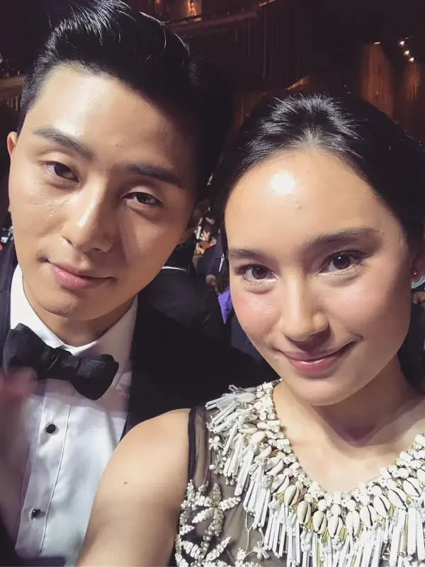 Tatjana Saphira foto bersama Parks Seo Joon saat menghadiri Seoul International Drama Awards 2018, 3 September 2018. (Instagram/tatjanasaphira)