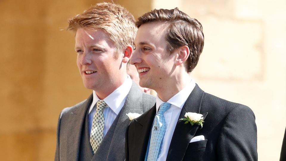 Hugh Grosvenor arrives at St George's Chapel to attend Prince Harry's wedding with Charlie van Straubenzee in 2018