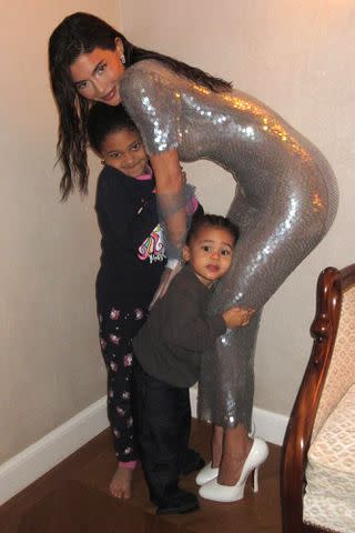 <p>Kylie Jenner/Instagram</p> Jenner with her children Stormi and Aire