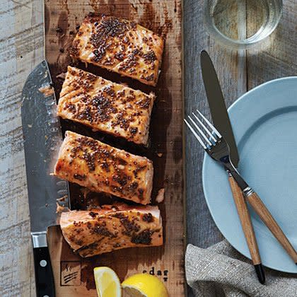Planked Salmon with Maple-Mustard Glaze