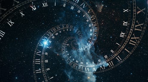 <span class="caption">Measuring time.</span> <span class="attribution"><a class="link " href="https://www.shutterstock.com/image-illustration/composition-space-time-flight-spiral-roman-1221181900" rel="nofollow noopener" target="_blank" data-ylk="slk:Shutterstock/FlashMovie;elm:context_link;itc:0;sec:content-canvas">Shutterstock/FlashMovie</a></span>