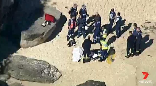 Crews assist at the shore at Nielsen Park. Source: 7 News