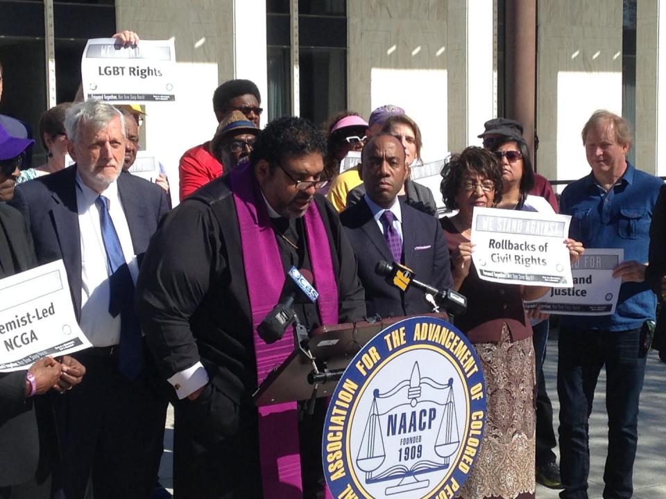 <span class="caption">Rev. William Barber.</span> <span class="attribution"><span class="source">AP Photo/Jonathan Drew</span></span>