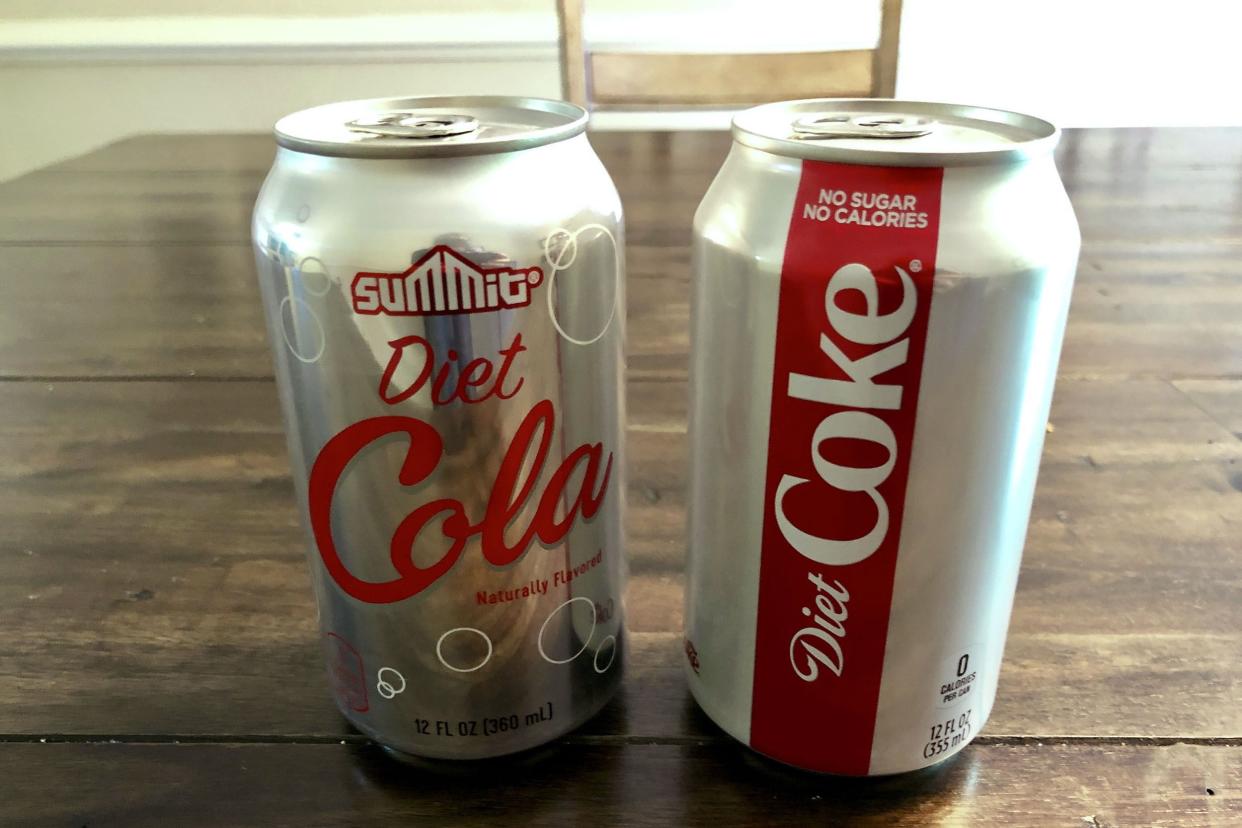 aldi diet cola and diet coke cans