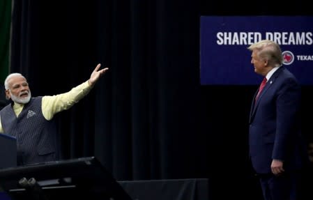 U.S. President Donald Trump and India's Prime Minister Narendra Modi participate in the "Howdy Modi" event in Houston