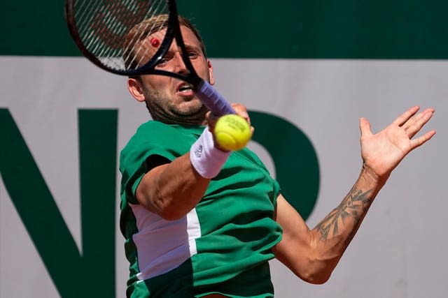 Dan Evans was beaten 1-6 6-3 6-3 6-4 by Serbia’s Miomir Kecmanovic in the French Open first round at Roland Garros