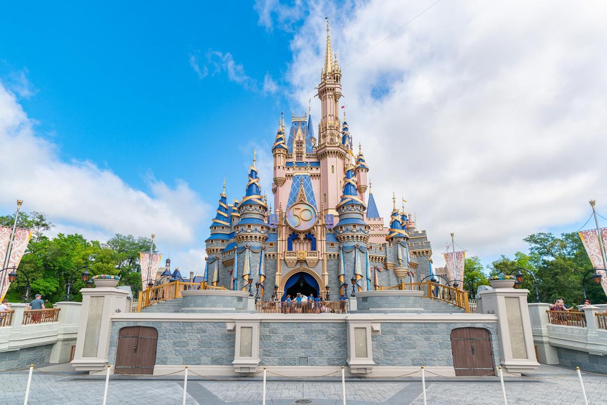 General views of Cinderella Castle at Magic Kingdom, celebrating its 50th anniversary