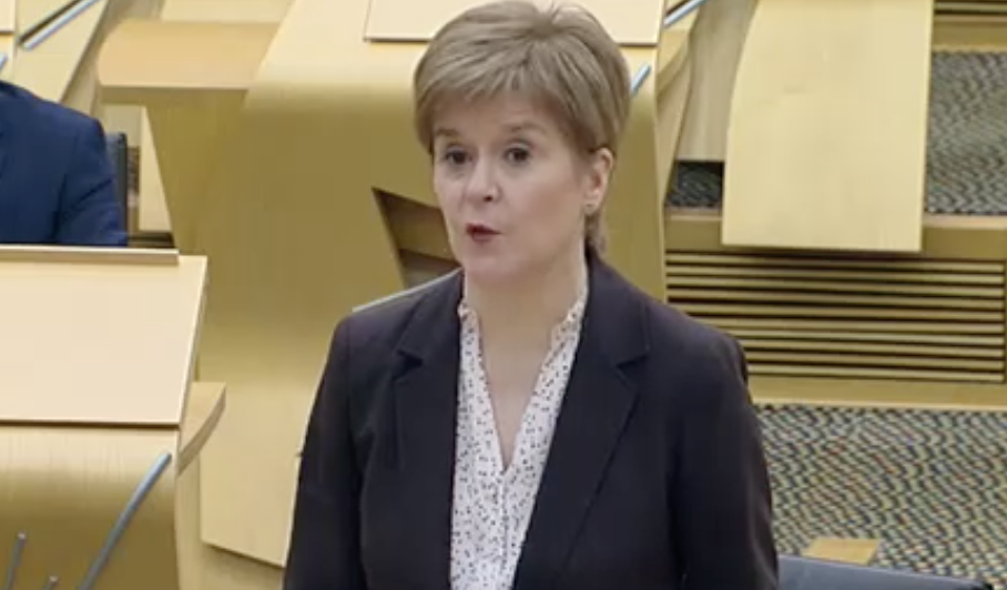 Nicola Sturgeon announcing a national lockdown in the Scottish Parliament on Monday. (Scottish Parliament TV)