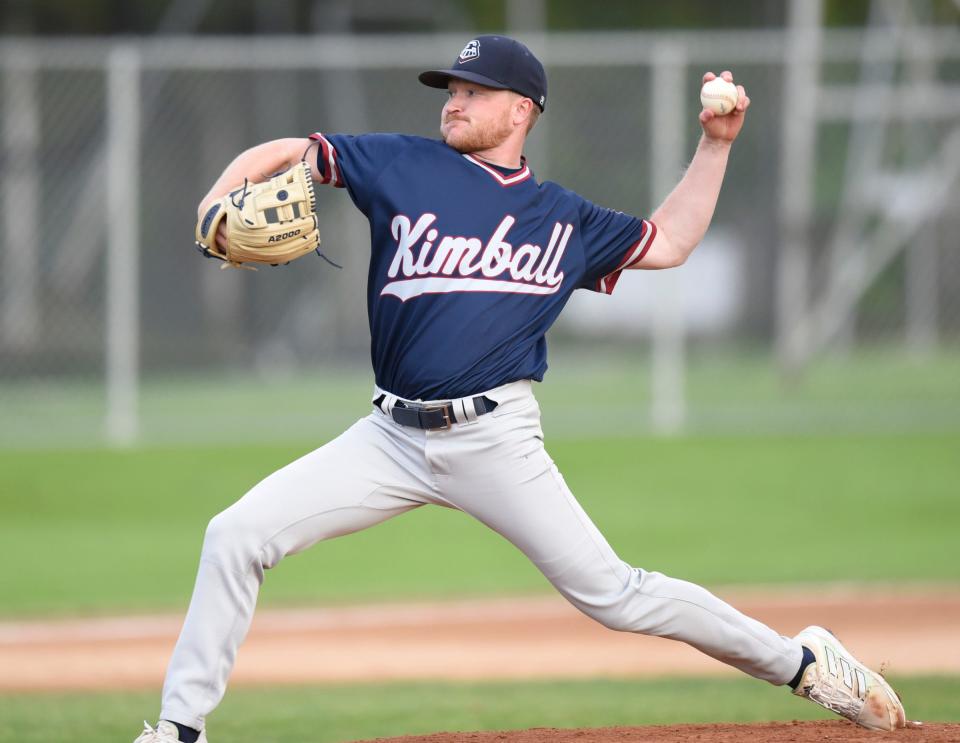 Kimball's Matt Dingmann throws a pitch Wednesday, July 6, 2022, at Cold Spring Baseball Park.