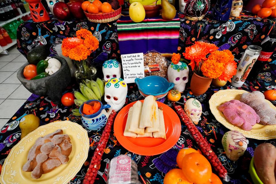 The Dia de los Muertos altar at Super Mercado El Kiosco in Phoenix on Oct. 22, 2021.