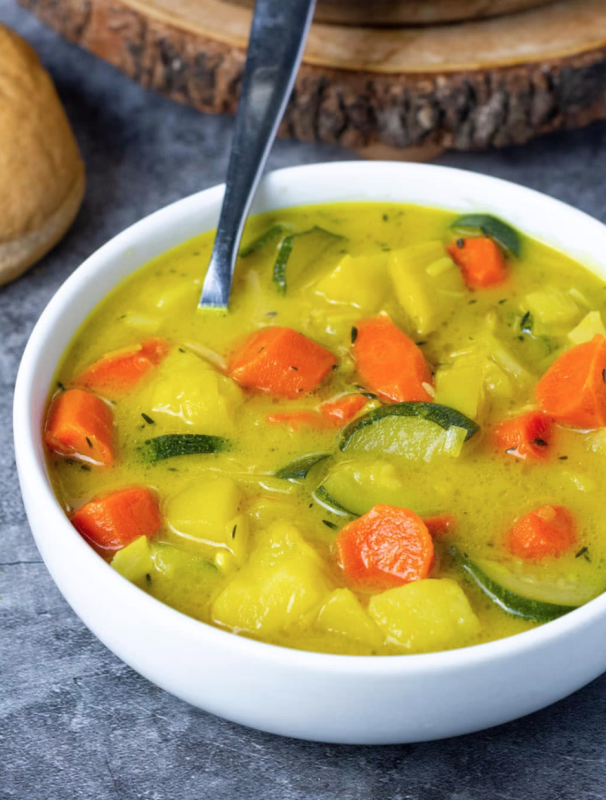 <p>Healthier Steps</p><p>This warm, hearty and comforting vegan potato, leek, carrot soup is so flavorful, savory and easy to prepare, its dairy-free and gluten-free.</p><p><strong>Get the recipe: <a href="https://healthiersteps.com/recipe/potato-leek-carrot-and-zucchini-soup-vegan/" rel="nofollow noopener" target="_blank" data-ylk="slk:Vegan Potato Leek Carrot Soup;elm:context_link;itc:0;sec:content-canvas" class="link rapid-noclick-resp"><em>Vegan Potato Leek Carrot Soup</em></a></strong></p>