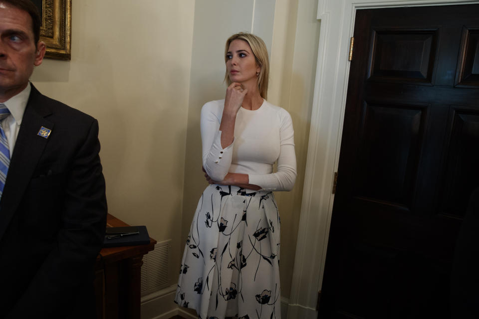 Ivanka Trump listens during a meeting between President Trump and Republican members of Congress on immigration in the Cabinet Room of the White House on June 20. (Photo: Evan Vucci/AP)