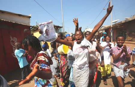 Supporters of president-elect Adama Barrow celebrate Barrow's election victory in Banjul, Gambia, December 2, 2016. REUTERS/Thierry Gouegnon