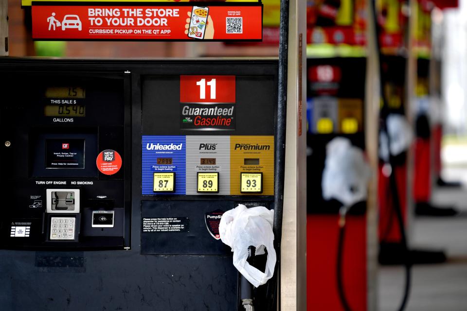 <p>In this May 11, 2021 file photo, a QuickTrip convenience store has bags on their pumps as the station has no gas, in Kennesaw, Ga. Following the attack on the Colonial Pipeline on March 12 many gas stations began to run low in the US</p> (AP)