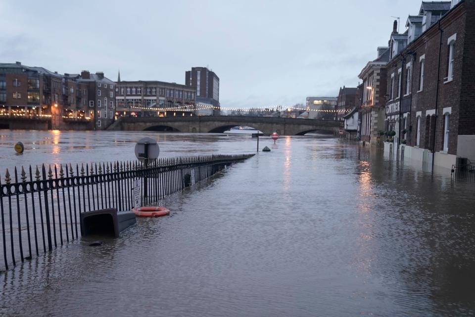 Flood water in York after the River Ouse burst its banks (PA)